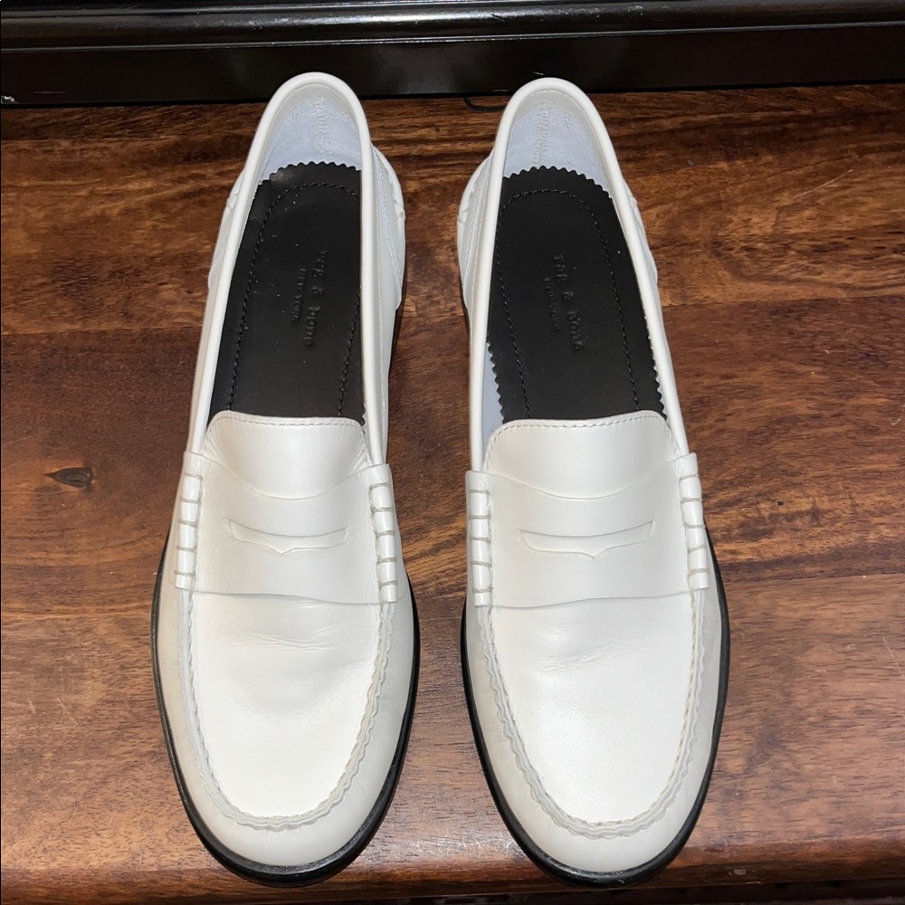 New in Box White Leather Women's Loafers
